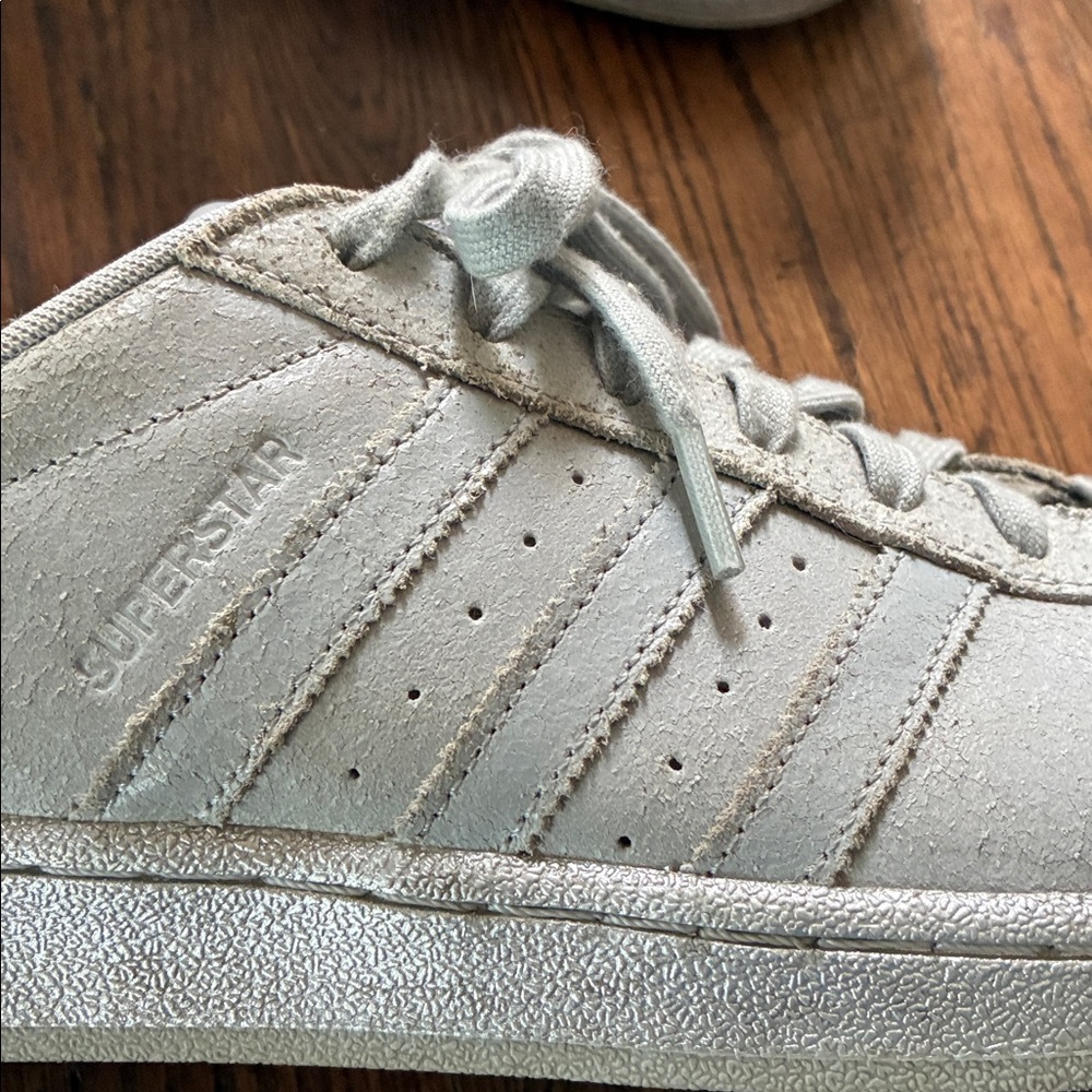 Adidas Superstar Light Gray with Metallic Silver Soles Casual Sneakers